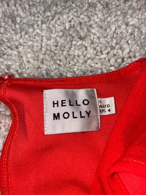 Hello Molly Orange Ruffle Mini Dress Womens Size Small with Criss Cross Tie Back Worn Once and in Great Condition thumbnail 2