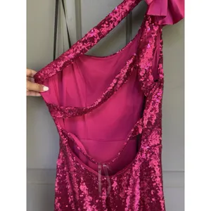 Next Up Hot Pink Size 5/6‎ Dress One Shoulder Evening Gown Sequin Formal thumbnail 4