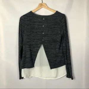 Maurices Dark Gray Button‎ Back Layered Long Sleeve Top XS thumbnail 2
