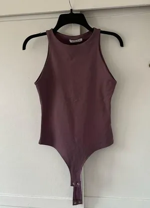 Double Lined Purple Body Suit • size small thumbnail 2