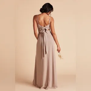 Birdy Grey Benny Dress in Crepe Taupe Bow Back Gown thumbnail 3