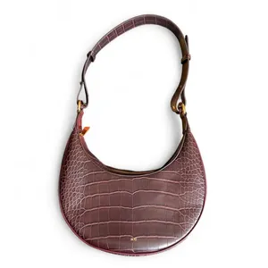 JW PEI Carly Saddle Bag Brown Croc Vegan Leather Shoulder Bag Gold Hardware thumbnail 2