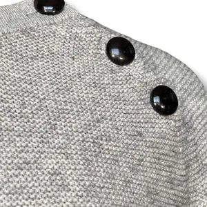 Boden Gray Navy Breton Stripe Wool Cotton Sweater Shoulder Button Nautical Large thumbnail 3