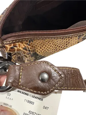 Wilsons Leather Faux Snakeskin Shoulder Bag NWT Brown Python Print Baguette thumbnail 8