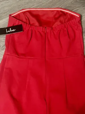 Lulus Strapless Bodycon Dress Sz S Jazzie Red Asymmetrical Hem Wedding Guest thumbnail 5