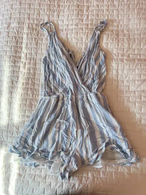 American Eagle Blue Striped Tie Back Romper Size Small thumbnail 1