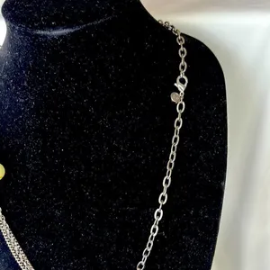 EXPRESS Multi-Textured Paperclip Chain Necklace with Faux Pearls and Disco Balls thumbnail 5