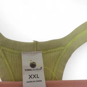 Yogalicious ribbed athletic tank top in a light lime/chartreuse green thumbnail 3