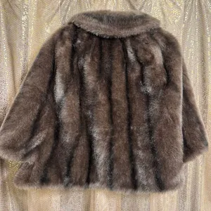 By Glenoit Woman's Faux Fur Over Coat Brown Solid Large Open Vintage thumbnail 2