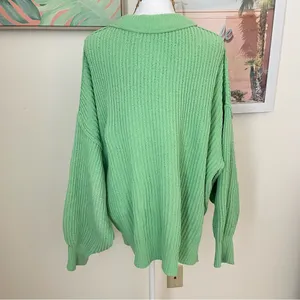 Aerie Beyond Chenille Sweater Fresh Green Ribbed Women's Crewneck Knit Sweater thumbnail 9