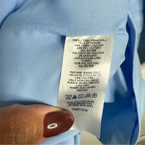 NWOT Ann Taylor‎ Oversized Peak Lapel Blazer Linen Twill Sky Blue 14 Clean Girl thumbnail 9
