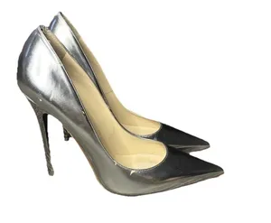Jimmy Choo Anouk Pumps EU 39 US 9 Silver Mirror Metallic Leather Stiletto Italy thumbnail 1