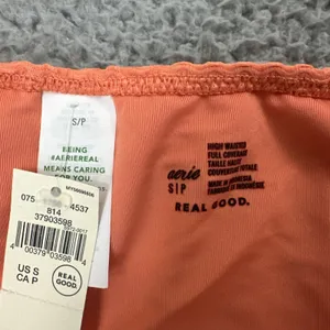 NWT Aerie High Waisted Full Coverage Bikini Bottom Swim Orange Beach Women Small thumbnail 4