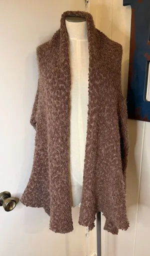 Vici Taupe Fuzzy Open Front Cardigan Sweater Sz S/M thumbnail 1