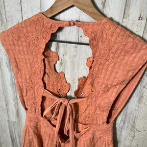 Free People‎ Finley Cutwork Orange Lace Romper Womens Size 4 thumbnail 4
