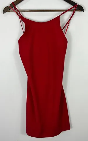 Mango Red Strappy Mini Dress Womens 8 Bodycon‎ Cocktail Party Y2K Coquette thumbnail 1