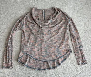 Women's Free People Small Misty Waffle‎ Cole Neck Thermal Long Sleeve Pullover thumbnail 1