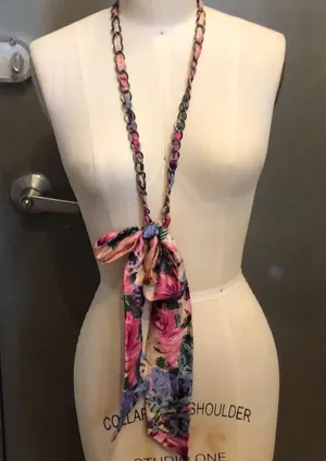 Anthropologie chain silk scarf necklace thumbnail 1