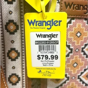 New Wrangler Aztec Canvas Tote Crossbody Bag Coffee Brown Southwestern‎ Purse thumbnail 6