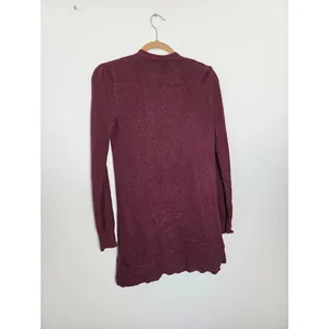 Old Navy Maroon Burgundy Cardigan Sweater Oversized Open Front Cozy Teacher XS thumbnail 6