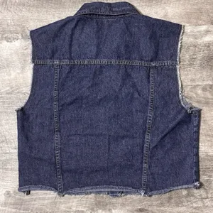 Women's Distressed Denim Raw Hem‎ Short Denim Distressed Dark Wash Vest Size Med thumbnail 4