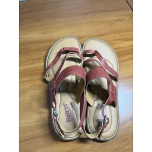 BORN Thong Strap Sandals Leather Slingback Strap Red Adjustable Flat‎ 7M Size 7 thumbnail 6