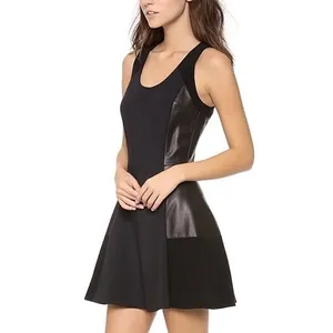 RAG & BONE Leather Montrose Fit‎ N' Flare Little Black Dress Panel Mini Size 6 thumbnail 4