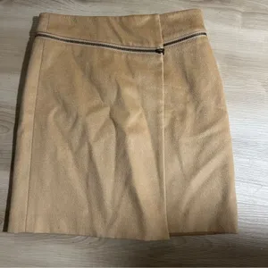 Tory Burch Wool Mini Skirt Tan 2 Womens‎ Zip Detail A-Line Luxury thumbnail 3