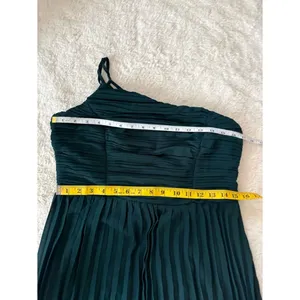 Lulus Wondrous Muse Emerald Pleated One-Shoulder Midi Dress Size XL NWT Wedding thumbnail 6