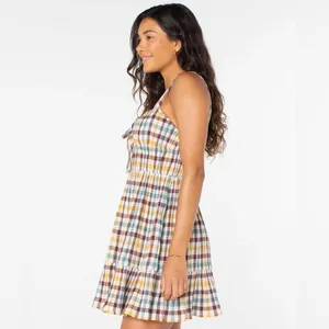 Roxy Colorful Checkered Midi‎ Dress medium 99% Cotton thumbnail 4