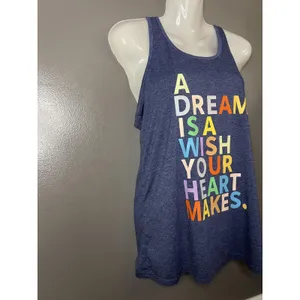Source Unknown A Dream Is A Wish Your Heart Makes Tank Top Womens Medium Blue Racerback Graphic thumbnail 2