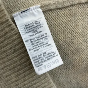 Madewell Wool Blend Oatmeal/Tan Balloon Sleeve V-neck Sweater Dress Size Large thumbnail 12