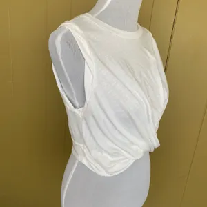 Free People Movement crop top women XS sleeveless twist front activewear white thumbnail 3