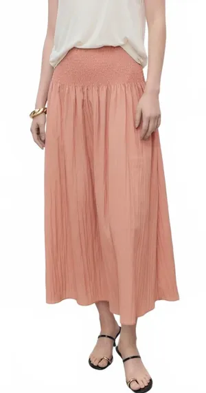 Mango Gathered Midi-Skirt with Panels NWT Pastel Pink Large thumbnail 1