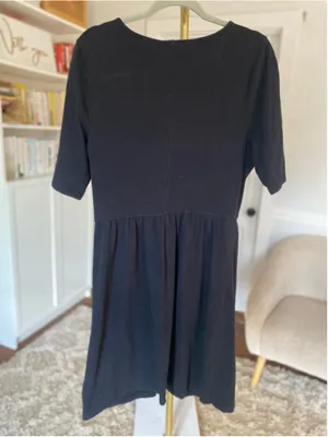 Old Navy Babydoll Mini Dress Black Minimalist Quiet Luxury Coastal Chic Parisian thumbnail 3