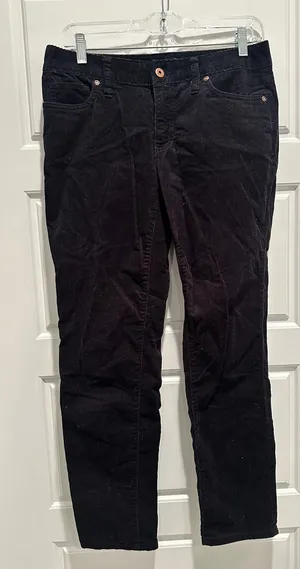 Lands End Black Corduroy Pants Fit 1 Straight Leg Size 4 Fall Trousers Office thumbnail 1