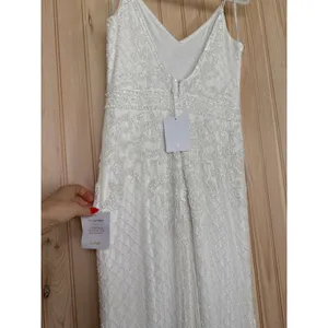 Lulus Cherished Vow White Beaded Backless Mermaid Dress Elegant Train Medium thumbnail 6