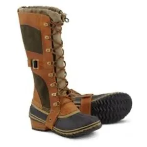Sorel Conquest Carly tall boots tan olive green women's size 7.5 trendy winter‎ thumbnail 1