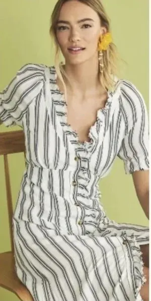 Anthropologie Pilcro Ruffle collar button down dress NWT thumbnail 1