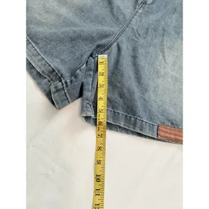 Vintage High Waisted Denim Shorts Pleated Acid Wash Patchwork Boho Jean Size M thumbnail 14