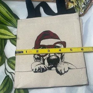 Mini Canvas Gift Totes ~ Holiday Dog Prints Lab Red Glasses Santa Hat thumbnail 4
