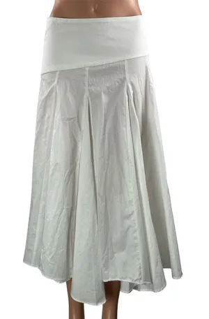 NEW Zara Women's White Pleated Mid Waist Asymmetric A Line Midi Skirt Size S thumbnail 1