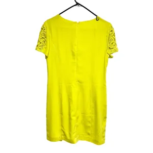 Oasis Women Neon Yellow Short Sleeve Lace Front Mini Dress 12/38‎ thumbnail 3