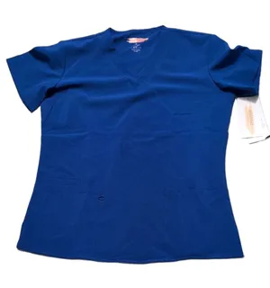 Elite Med Royal Blue Scrub Top Size Large thumbnail 1