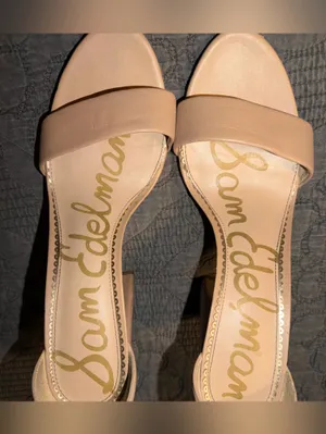 Sam Edelman Yaro Block Heel Sandal-Soft Beige Leather Size-9.5 thumbnail 5