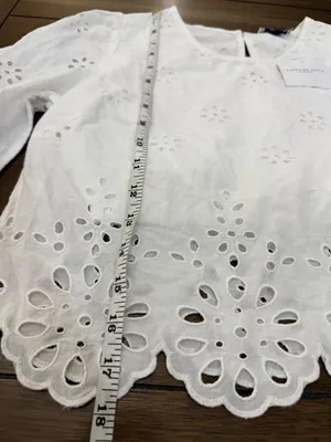 American Eagle Eyelet Blouse XS White 100% Cotton Embroidered Long Sleeve NWT thumbnail 5