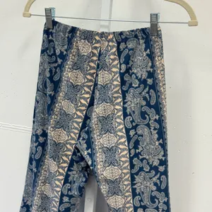 Windsor Blue Paisley Flare Bell Bottom Boho Pants High Rise Stretchy Festival thumbnail 5