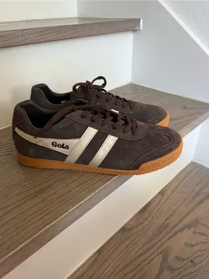 Gola Anthropologie Harrier Mirror Suede Sneakers in Mocha / Gold / Gum NWOB thumbnail 2