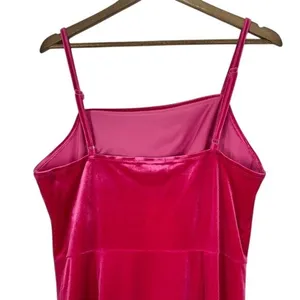 Cider Fuscia Pink Midi Dress Velvet Square Neck Rouched‎ Side Slit Formal NWT thumbnail 7
