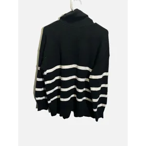 A‎ New Day Cardigan Women M Black Striped Shawl Collar Pockets Casual Nautical thumbnail 3